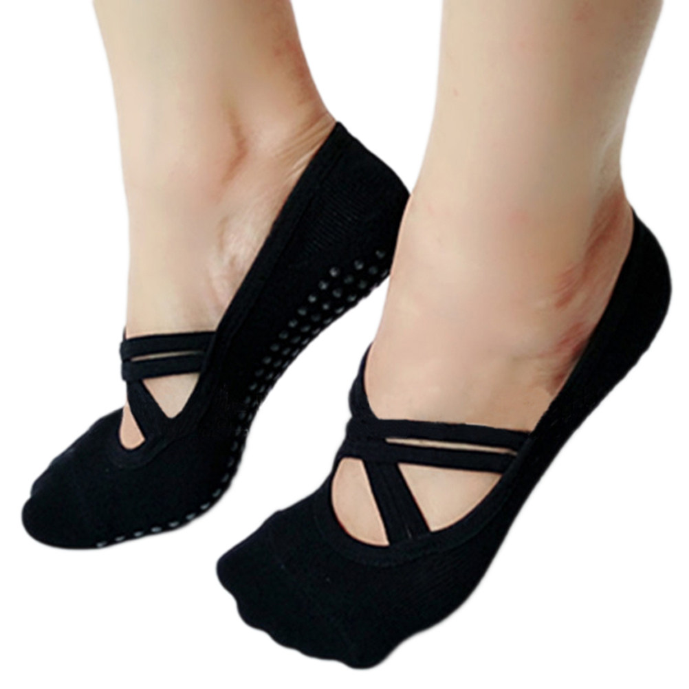 Grip Sock Yoga - Chaussettes de yoga pour femmes, noires,